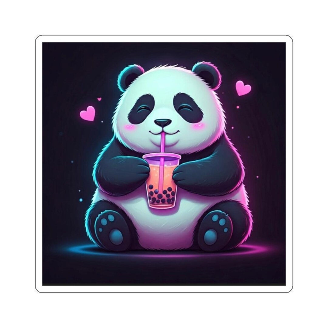 Cute Boba Panda Sticker – Bubble Tea Vinyl Decal, Kawaii Animal Sticker ...