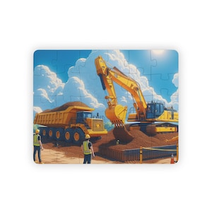 Excavator & Dump Truck Kids&#39; Puzzle: 30-Piece Construction Toy