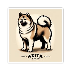 Akita Kiss-Cut Stickers - Japanese Dog Lover Gift, Cute Akita Vinyl Decal, Pet Owner Accessories, Dog Breed Laptop Sticker, Animal Print