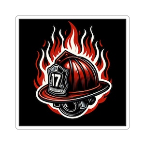 Fire Helmet Kiss-Cut Stickers, Firefighter Sticker, Fire Department Decal, First Responder Laptop Decal, Helmet Graphic Sticker, Firefighter