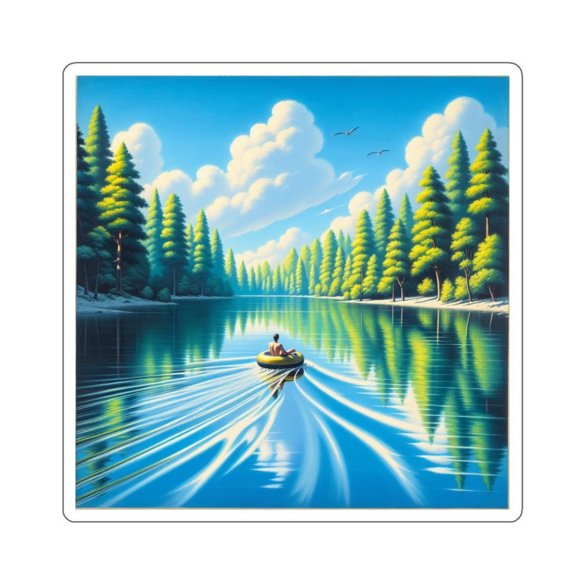 River Printable Sticker River Tubing Kiss-cut Stickers, Outdoor Adventure Vinyl Decals, Water ...