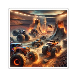 Monster Trucks Stickers: Glossy Vehicle Decals for Kids