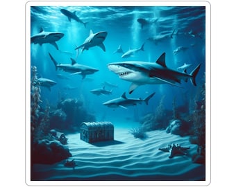 Shark Kiss-Cut Sticker: Ocean Marine Life, Waterproof Vinyl Decal