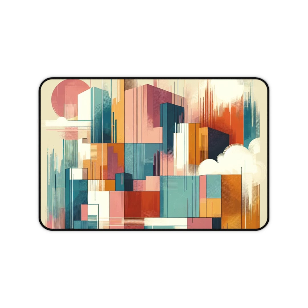 Color Block Desk Mat, Modern Abstract Design, Neoprene Mousepad - Etsy