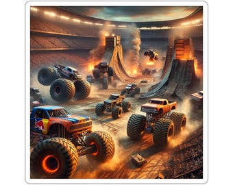 Monster Trucks Stickers: Glossy Vehicle Decals for Kids