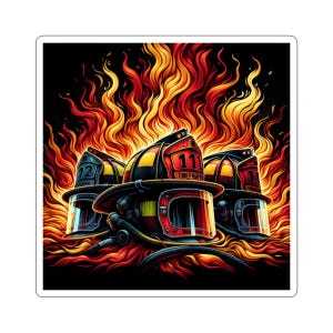 Firefighter Helmets Kiss-Cut Stickers, Decals, Fireman Gift, Laptop Sticker, Vinyl Decal, Fire Department Decor