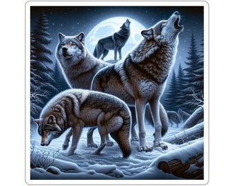 Pegatinas troqueladas de lobo, regalo para amantes de los animales, calcomanías inspiradas en la naturaleza, decoración de vida silvestre, pegatinas para aventuras al aire libre