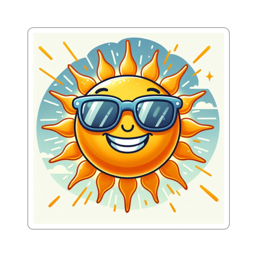 Sun Face Fun Sticker Smiling Sun Vinyl Sticker: Fun Laptop Decal - Etsy