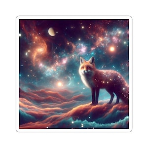 Galaxy Fox Kiss-Cut Sticker: Celestial Animal Decal
