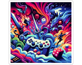 Vibrant Gaming Art Sticker, Laptop Decal
