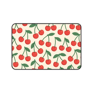 Cherries Desk Mat, Cherry Print Cute Work Desk Accessories, Office Decor, Cherry Pattern Mouse Pad, Fruit Design Desk Blotter, Cherry Office