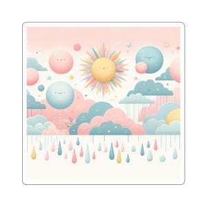 Sticker, Cute Weather Icons, Weather Stickers, Laptop Decals, Planner Stickers, Scrapbooking Supplies, Weather Forecast Stickers