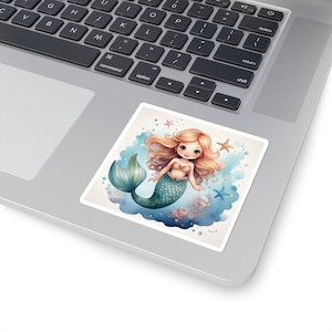 Mermaid Tail Kiss-Cut Stickers, Sparkling Seashell Ocean Decals, Pastel Starfish Scrapbook Labels, Cute Underwater Planner Decor
