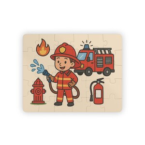 Feuerwehrmann Puzzle für Kinder, lustige Lernaktivität, Lernspielzeug, Geburtstagsgeschenk, Kinderpuzzle