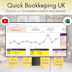 Hairdressers/Salon/Beautician UK Bookkeeping Income Expense - Automated Chart -  Low Budget - Excel Online Template Instant Download - FSGB