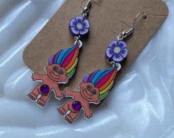 I Love Y2K Treasure Troll Doll Cute Retro 90s Toy Dangle Earring