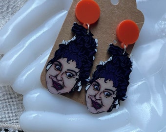 Acrylic Hocus Pocus Mary Sanderson Dangle Earrings Goth Halloween Horror Spooky