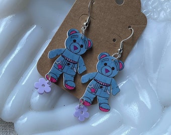 I Love Y2K Doodle Bear Teddy Doll Cute Retro 90s Toy Dangle Earring