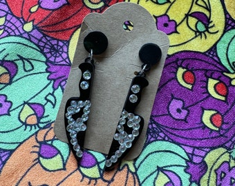 Acrylic Knife Final Girl Ghostface Dangle Earrings Goth Halloween Horror Spooky