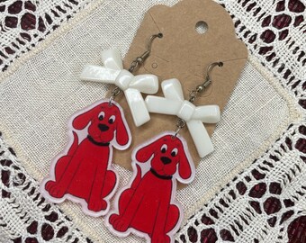 Clifford the Bug Red Dog Dangle Earrings Cute Kawaii Harajuku