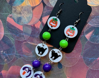 Pilsbury Cookie Dough Halloween Dangle Earrings Kawaii Goth Plastic