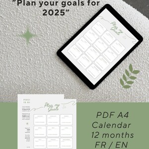 Matcha Calendrier 2025 – PLAN MY GOALS | Format A4, fichierPDF | Imprimer ou Digitale | organisateur d'objectifs | That Girl