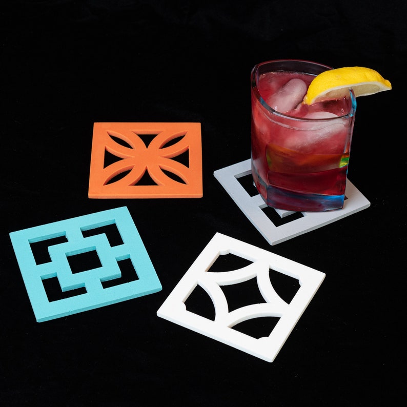 MidCentury Modern BreezeBlock Coasters Etsy