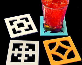 Mid-Century Modern Breeze-Block Coasters