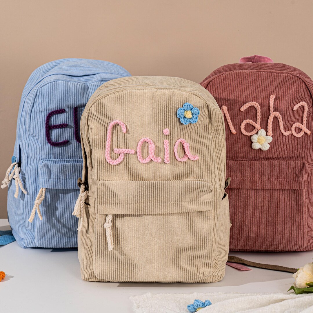 Personalized Name Student Backpacks, Custom Corduroy Backpacks, Back to ...