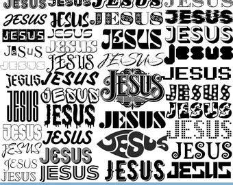 Paquete SVG de Jesús, SVG de Jesús, SVG de Jesucristo, Texto de Jesús, Jesucristo Png, Svg cristiano, Archivos de corte de Jesús, Clipart de Jesús, Svg religioso