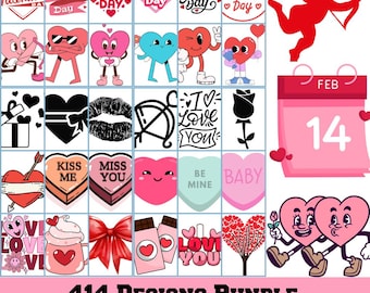Valentine's Day SVG PNG Mega Bundle, Retro Valentines SVG Bundle, Valentine's Day Quotes, Retro Valentine svg, Groovy Valentine Png, Hearts