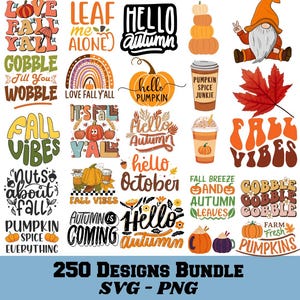 Fall SVG Files, Autumn SVG Bundle, Fall SVG Bundle, Thanksgiving Svg, Autumn Svg Fall Svg Designs Autumn Quotes, Fall Sign, Pumpkin Svg