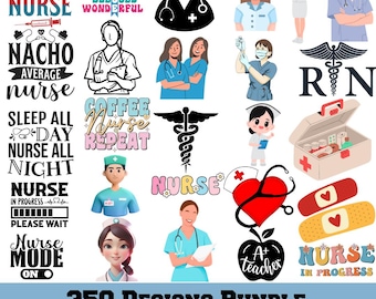Nurse SVG Bundle, Nurse Png Bundle, Nurse Icons SVG Bundle, Nurse Svg Heart, Medical Icons Clipart Doctor Stethoscope Medicine Equipment