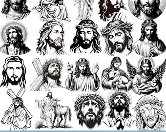 Jesus SVG Bundle, Christian Svg, Jesus Cut Files, Jesus Clipart, Religious Svg, Jesus Christ SVG, Jesus Christ Png, Jesus Christ Vector