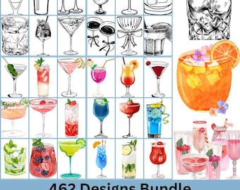 Cocktail Clipart Bundle Wedding Cocktail PNG Alcohol Clipart Cocktail Illustration SVG Signature Cocktail Clipart PNG Alcohol Bar Menu