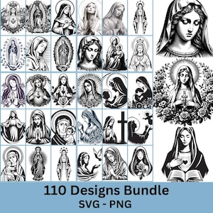Pacchetto PNG SVG Vergine Maria, Madre Maria Png, Vettore Vergine Maria, File SVG Madre di Gesù, Madre Maria Svg, Virgen de Guadalupe Svg png