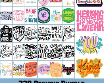 Mental Health SVG Bundle, Mental Health Awareness, Mental Health Quotes, Inspirational svg, Positive SVG, Motivational SVG, Self Love Svg