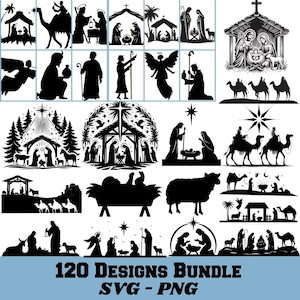 Nativity Scene SVG, Nativity Scene Clipart, Nativity SVG Bundle, Nativity Silhouette, Manger Scene PNG, Nativity Clipart, Nativity Cut Files