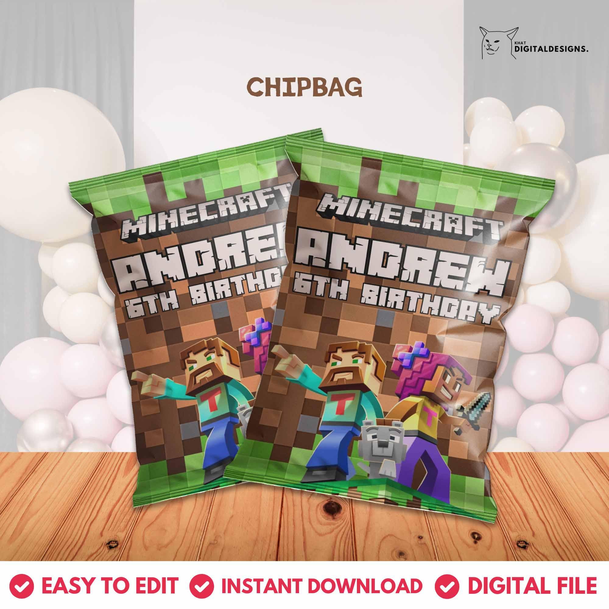 Editable Mine Crafter Party Favor Bundle