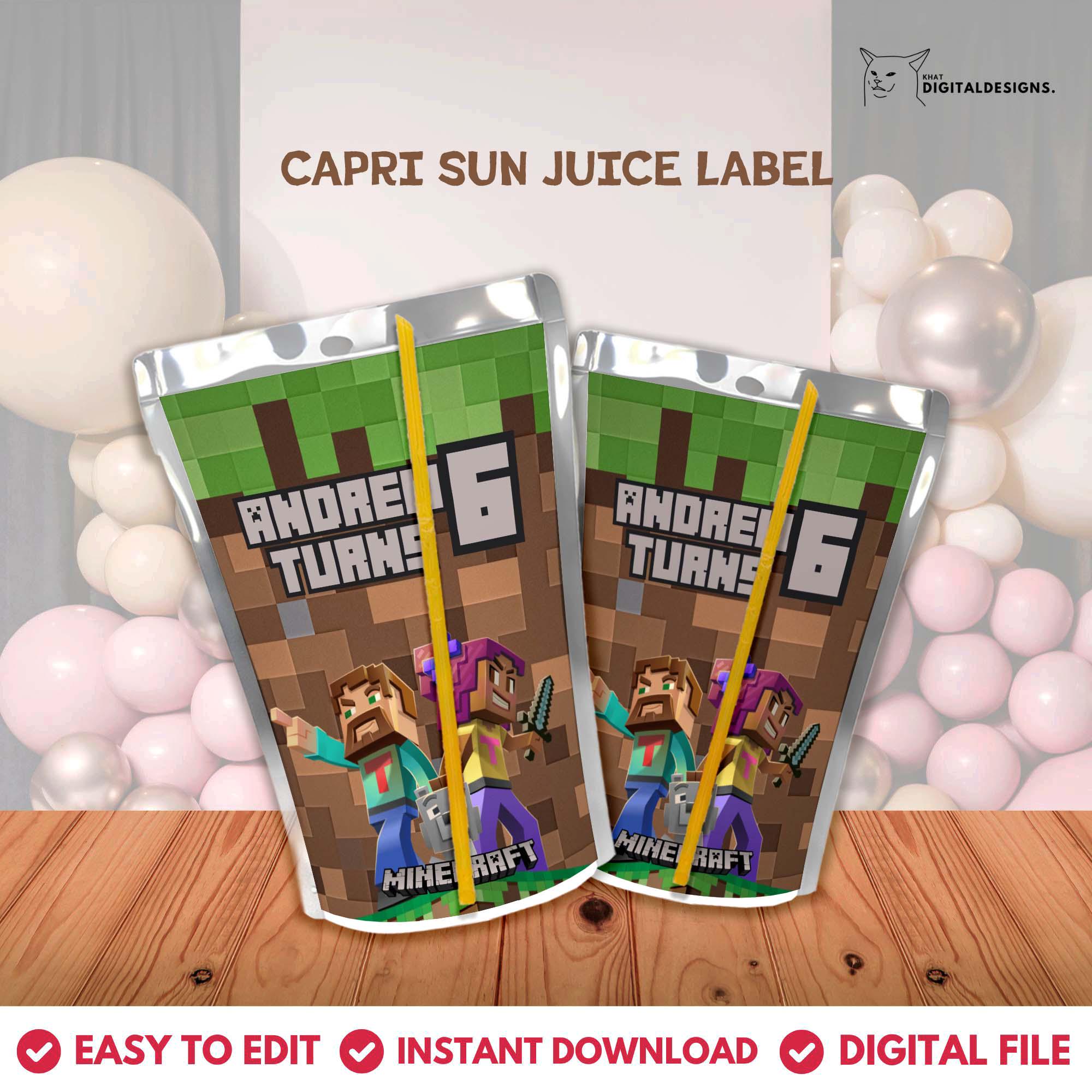 Editable Mine Crafter Party Favor Bundle