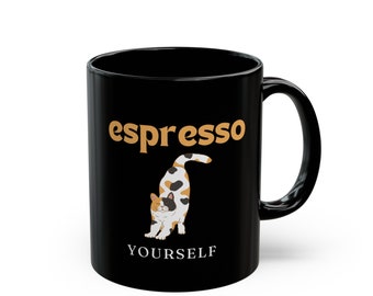 Express Yourself Coffee Mug: Funny Pun, Gift for Coffee Lover, Ceramic Cup, Cat Lover