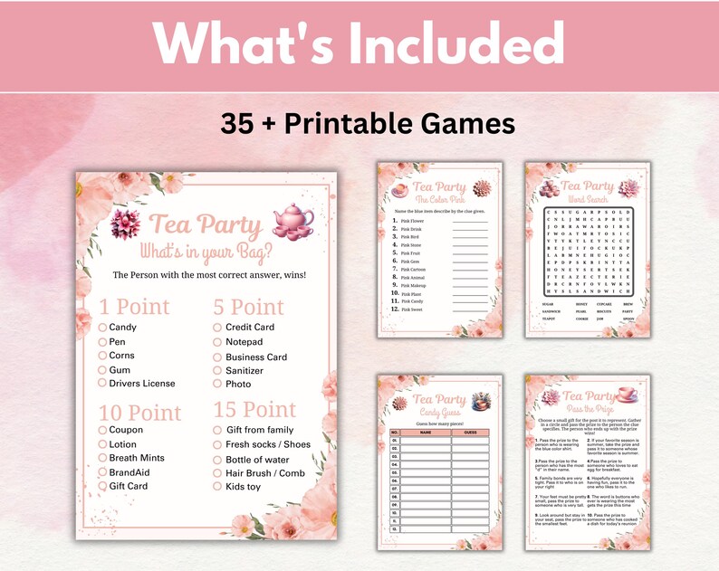 35 Tea Party Games Bundle, Tea Party Printable Games, Tea Party ...
