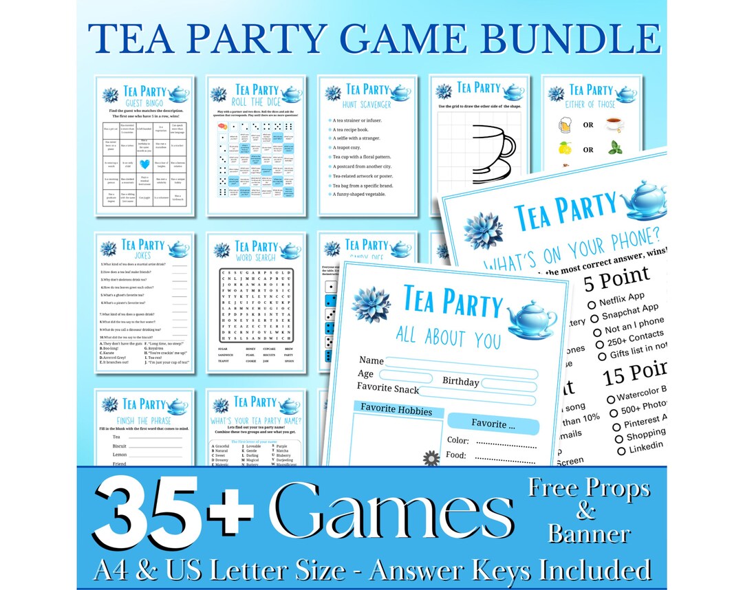 35 Tea Party Games Bundle, Tea Party Activities, Ladies Tea Party Games ...