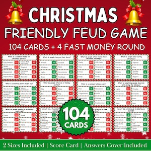 Nuevo juego de peleas amistosas navideñas, juego de Navidad familiar, juego de peleas navideñas, peleas familiares navideñas, paquete de juegos de peleas amistosas, 104 cartas