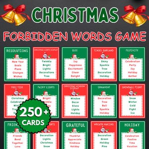 Weihnachten Tabu Spiel, Weihnachten Wortspiel verbotene Wörter, Feiertage Tabu Karten, Weihnachten Klassenzimmer Spiel, Verbotene Wörter, Weihnachten Büro Spiele