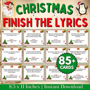 Christmas Finish The Lyrics, Christmas Song Trivia Game, Finish the Lyrics Game, Christmas Carols Game, Christmas Party Game, Xmas Activity