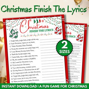 Christmas Finish The Lyrics Game, Christmas Party Game, Christmas Lyrics Game, Finish the Phrase Christmas Song Game, Christmas Carol Game