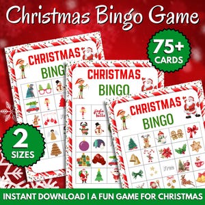 75+ Weihnachtsbingo Spiel, Weihnachtsfeier Spiel, Weihnachtsbingokarten, Weihnachtsspiele, Weihnachtskinderspiel, Weihnachtsaktivität, Bingokarten