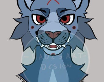 Fursona Adopt: Personaje felino azul y rojo