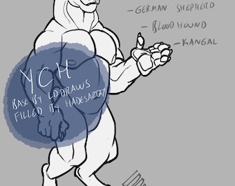 Muscular Furry Canine Basefill/YCH with Several Dog Breeds